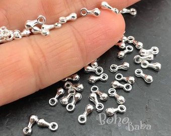 Tiny Silver Drop Charms, Silver Teardrop Charms, Chain Extender Drops, 40 Pc