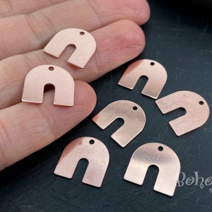 Copper U Charms, U Shape Copper Earring Charms, U Shaped Pendants, Copper Geometric Charm, Raw Copper Findings, 8 Pc