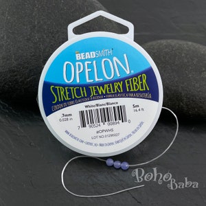 Opelon Stretch Bracelet Beading Cord, Opelon White Elastic Bead Cord, 0.7mm, 5 Meters