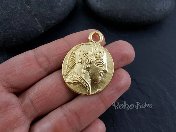 Gold greek coin necklace sale