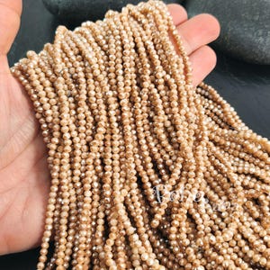 3mm Faceted Crystal Rondelle Bead Strands, Opaque Cappuccino Beige AB Crystal Beads