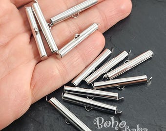 Tubos deslizantes Miyuki chapados en platino, clips deslizantes Miyuki de 30 mm, conectores de tubos para tejido de cuentas de semillas, cierres de cadena de bolas, 6 piezas