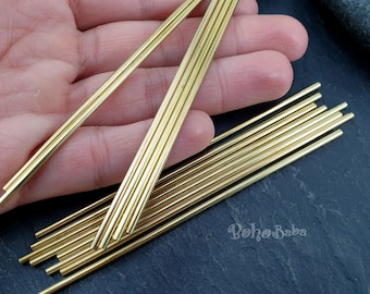 Tubos de latón de 2 mm, abalorios de tubo de latón, tubo espaciador, tubos de latón crudo, 100 mm, abalorios de tubo liso, espaciadores de abalorios de tubo, hallazgos de joyería de latón, 12 piezas