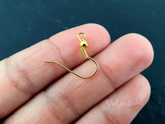 Shiny Gold Plated Earring Hooks, Gold Earring Blanks, Fish Hook