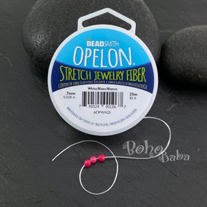 Opelon Stretch Bracelet Beading Cord, Opelon White Elastic Bead Cord, 0.7mm, 25 Meters