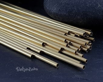 Tubos de latón de 2 mm, abalorios de tubo de latón, tubo espaciador, tubos de latón crudo, 80 mm, abalorios de tubo liso, espaciadores de abalorios de tubo, hallazgos de joyería de latón, 20 piezas