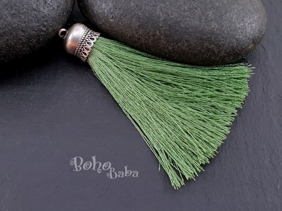 Green cheap tassel necklace