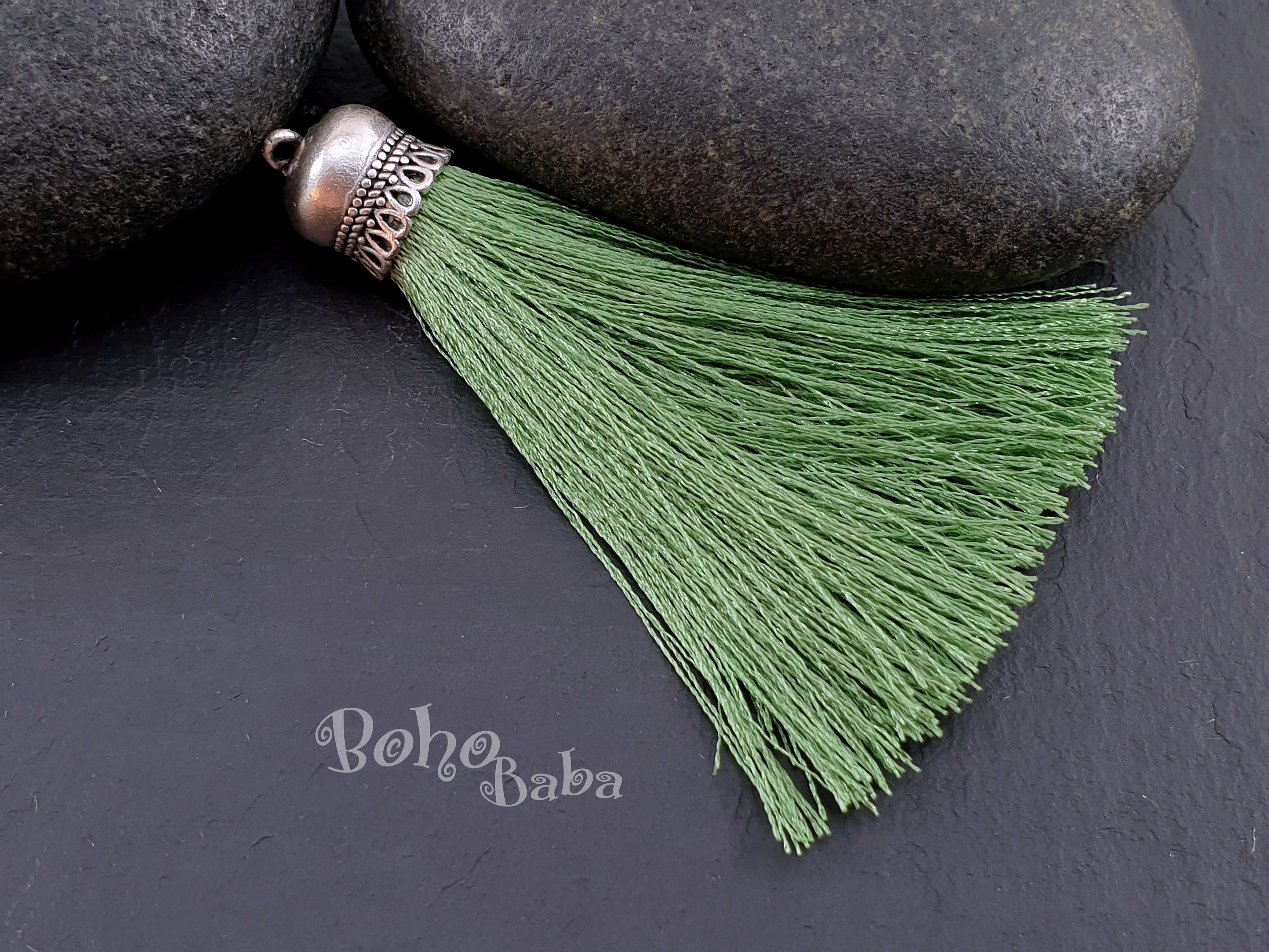 Tassel Green Silk Tassel Mala Tassel Boho -