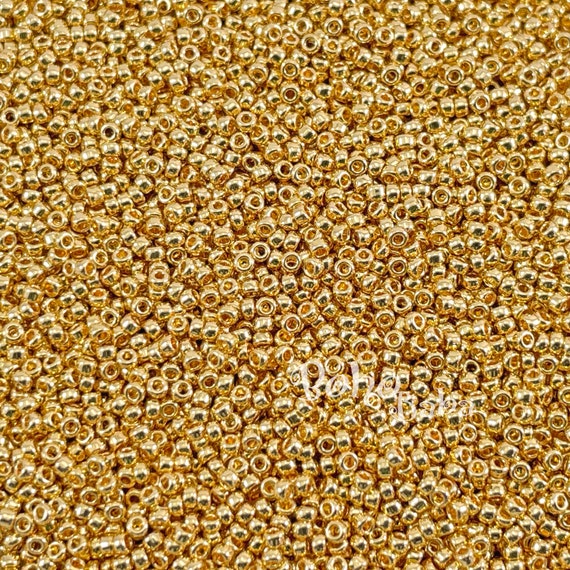 Miyuki Seed Beads, Round Rocailles 15/0, 191, 24kt Gold Plated
