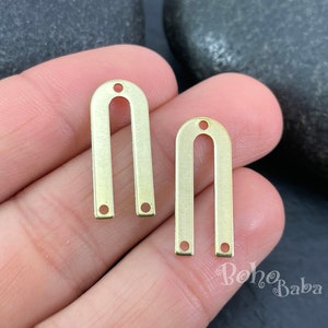 Brass U Charms, U Shape Brass Earring Charms, U Shaped Brass Connector Blanks, Raw Brass Findings, 12 Pc