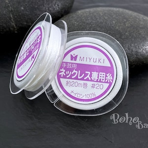 Miyuki Waxed Beadwork Thread, White Beading Cord, 0.2mm Original Miyuki Beading Cord, 20 Meters Spool
