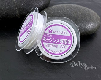 Miyuki Waxed Beadwork Thread, White Beading Cord, 0.2mm Original Miyuki Beading Cord, 20 Meters Spool