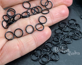 Black Jump Rings, 8mm Black Split Jump Rings, Black Plated Open Jumprings, 50pc