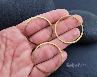Circle Connectors, Raw Brass Circle Connectors, Round Loop Charms, Raw Brass Hoop Charms, Closed Loop Rings, Metal Link Connector, 20 Pc