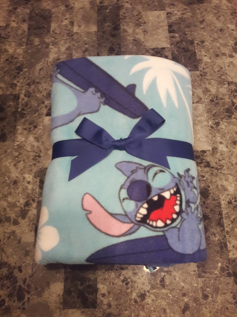 Disney Stitch Nosew Fleece Throw Blanket Etsy