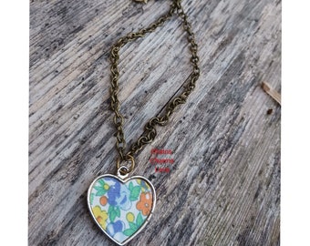 Heart necklace, kids necklace, floral necklace, Adult necklace, gifts for mom, Christmas gifts, chained necklace, stocking stuffers