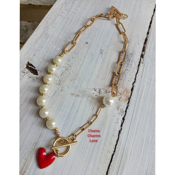 Choker necklace, Paper clip necklace, gold necklace, heart necklace, friendship necklace, chained necklace, choker necklaces
