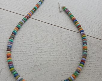 Colorful Glass Bead Necklace: Abstract Rainbow Jewelry