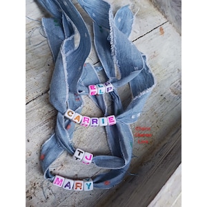 Personalized Denim Bracelet: Name Bracelet with Resin Beads