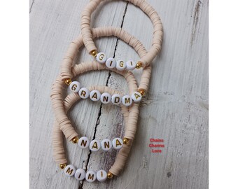 Braccialetto Mamma, Regalo per la Mamma, Set di Braccialetti con Perline, Braccialetto con Iniziale, Gioielli