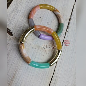 Colorful Acrylic Tube Bracelets: Handmade Stretch Bracelet Set
