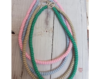 Colorful Clay Bead Necklace: Abstract Rainbow Jewelry