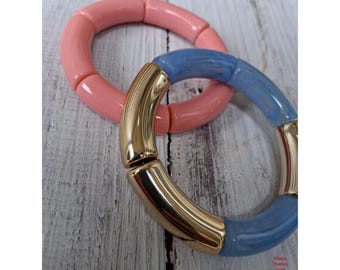 Colorful Acrylic Tube Bracelets: Handmade Stretch Bracelet Set