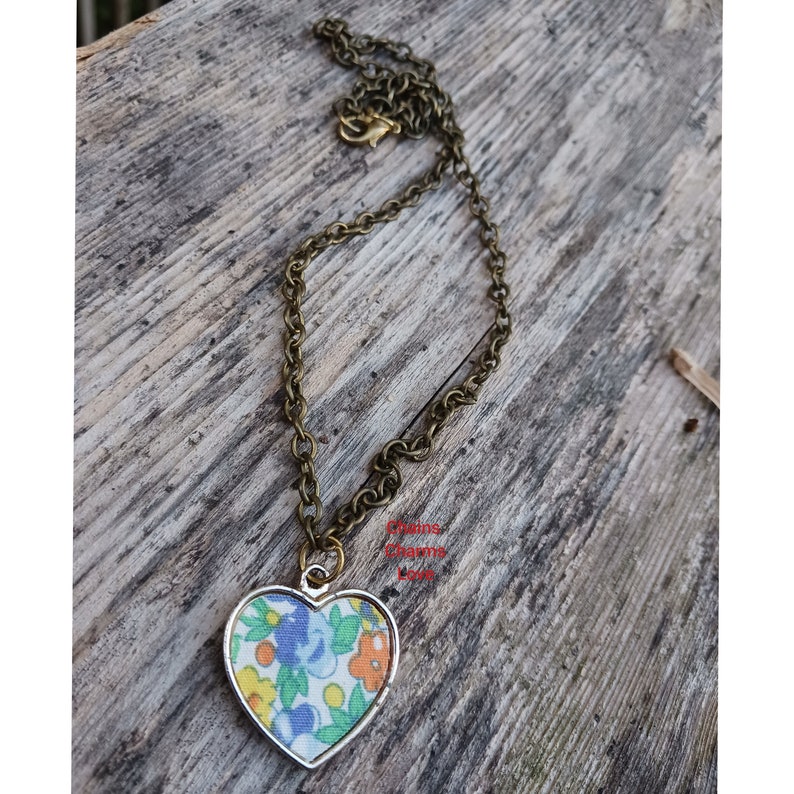 Heart necklace, kids necklace, floral necklace, Adult necklace, gifts for mom, Christmas gifts, chained necklace, stocking stuffers image 1