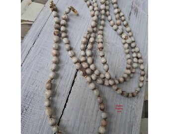 Handmade Natural Seed Beaded Necklace, 19 inch