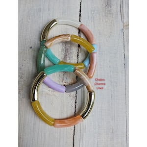 Handmade Acrylic Tube Bracelet Set: Colorful Summer Jewelry