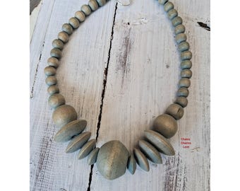 Colorful Wood Bead Necklace: Abstract Acrylic Jewelry