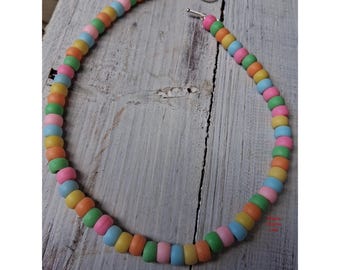 Rainbow Acrylic Bead Necklace: Colorful Summer Jewelry