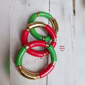 Christmas bracelets, Christmas bracelet, holiday bracelets, festive bracelets, Christmas gifts, bracelet set, acrylic bracelets
