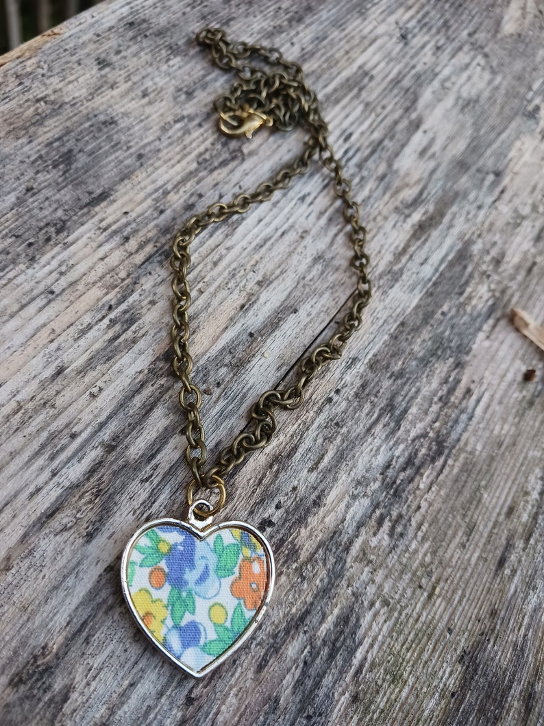 Heart necklace, kids necklace, floral necklace, Adult necklace, gifts for mom, Christmas gifts, chained necklace, stocking stuffers image 2