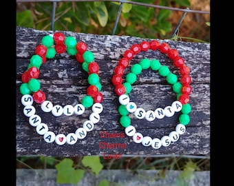 Christmas bracelet, kids bracelet, stocking stuffers, holiday bracelet, girls bracelet, green bracelet, red bracelet, child bracelet