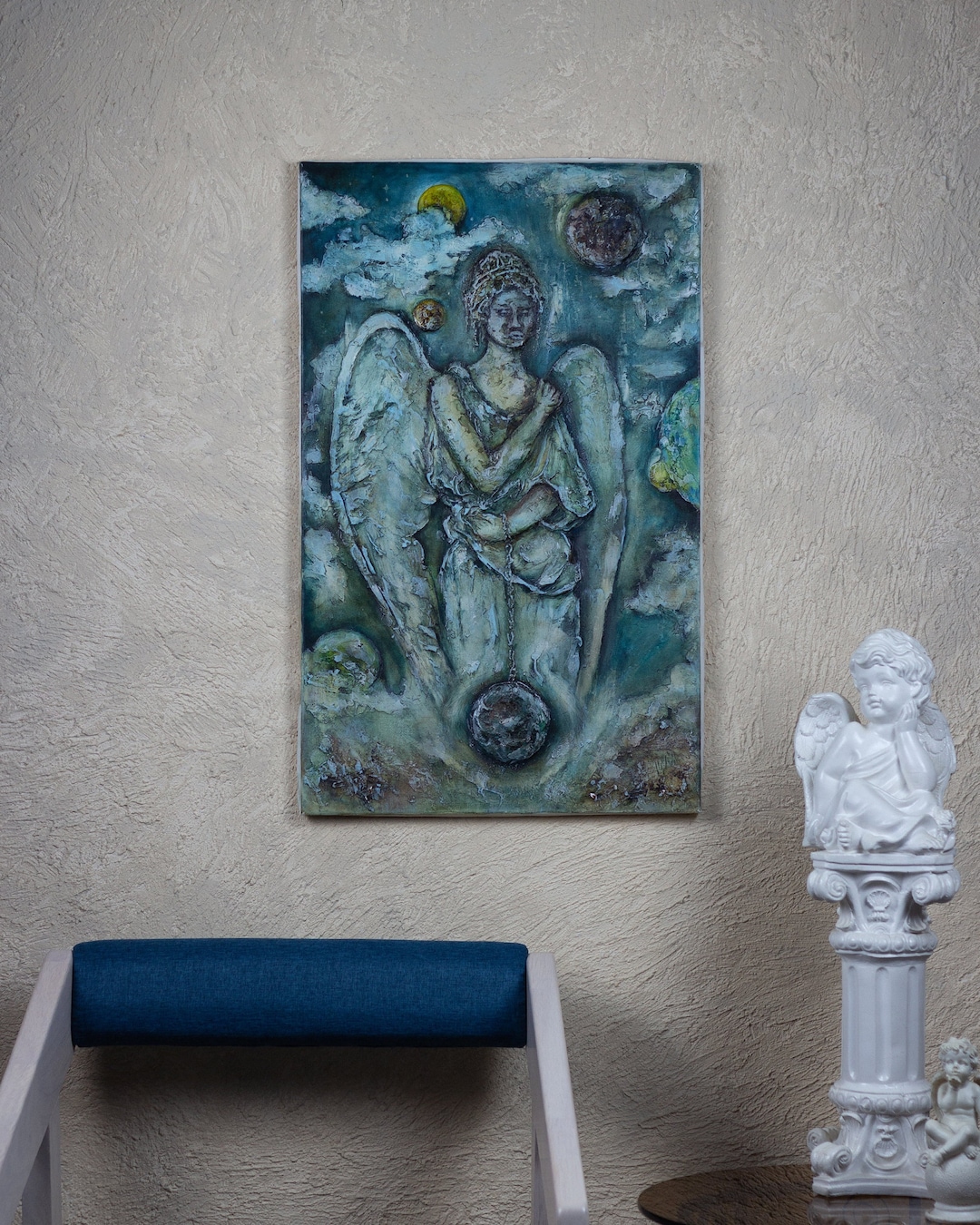 Relieving Angel 3D Plaster Relief Angel Painting, Mystic Wall Art - Etsy