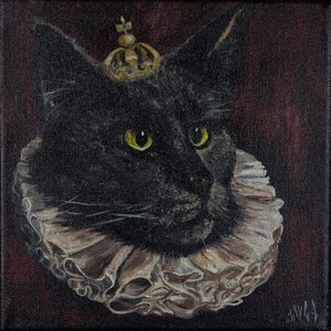 Cats miniature. Oil painting Pets. Funny Animals Art Portrait.
