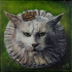 Cats miniature.Animals. Art Portrait,Oil Paintings Pet.Cats Art.Cats Painting. Funny Animals Portrait.