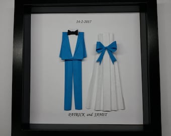 Personalized Wedding Gift - Origami Suit For 1st Anniversary, Wedding Or Unique Personalized Gift.