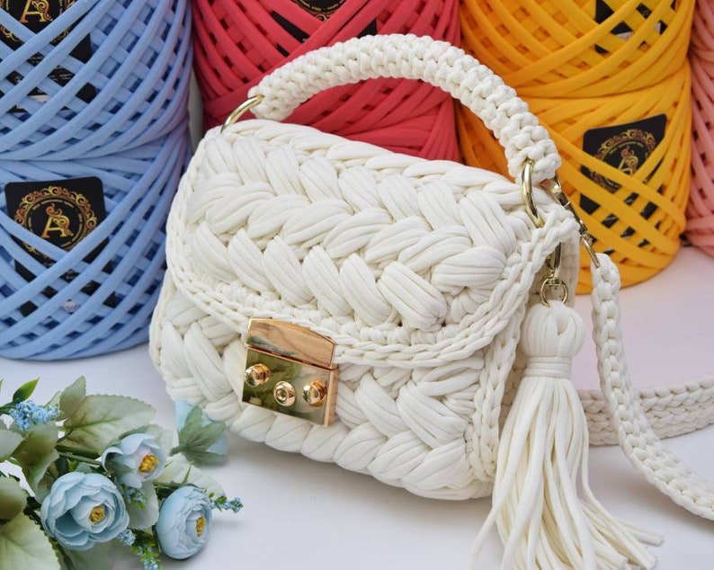 Crochet crossbody bag Marshmallow colour milk Etsy