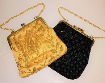 2 retro 1970s beaded purses