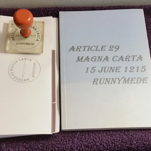 Article 29 magna  Carta 15th June 1215 Runnymede book & stamp