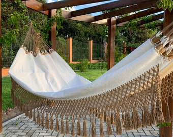 Couple Hammock Cotton Balcony Pompom