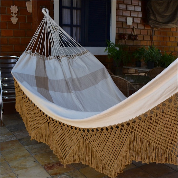 Cotton Hammock Couple Beige and Caramel