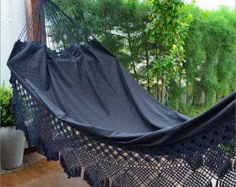 Hammock Cotton Black Two Persons