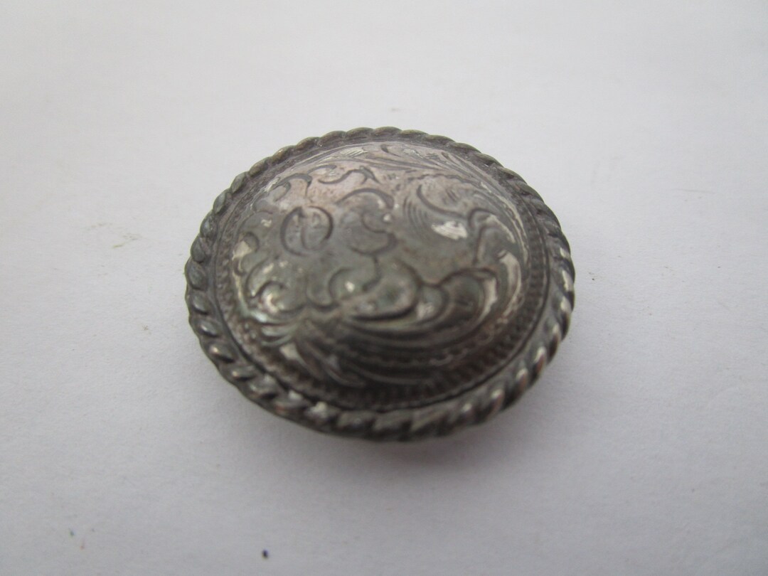 Vintage Engraved Large Silver Button - Etsy