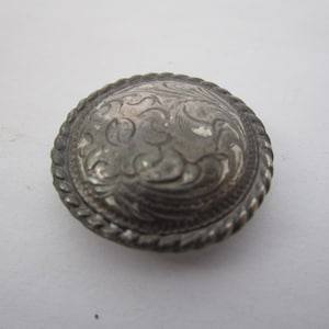 Vintage Engraved Large Silver Button