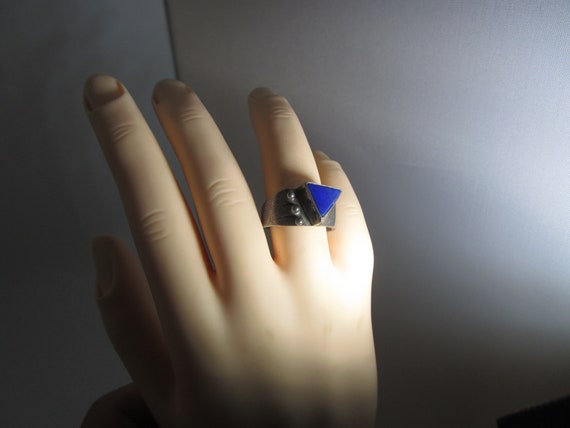 Modern Style Triangle Sterling Silver & Lapis Laz… - image 4