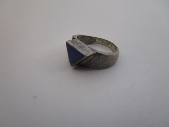 Modern Style Triangle Sterling Silver & Lapis Laz… - image 3
