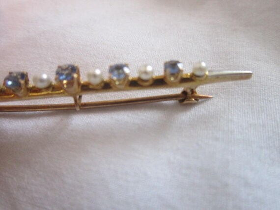 Antique 14K Yellow Gold with Sapphires & Pearls B… - image 4